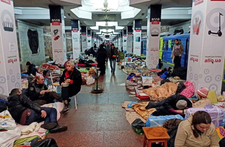 People shelter from shelling in a metro station, as Russia's attack on Ukraine continues, in Kharkiv, Ukraine March 10, 2022.  