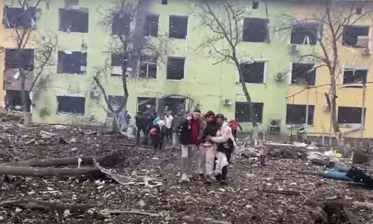 Footage from the National Police of Ukraine on March 9 shows the damage caused to a children's hospital in Mariupol by Russian air strikes