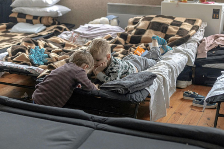 Children are seen at a temporary shelter in Chotyniec, Poland March 10, 2022. Michal Ryniak/Agencja Wyborcza.pl via REUTERS