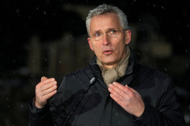 NATO Secretary General Jens Stoltenberg attends a news conference, amid Russia's invasion of Ukraine, in Adazi, Latvia, March 8, 2022.