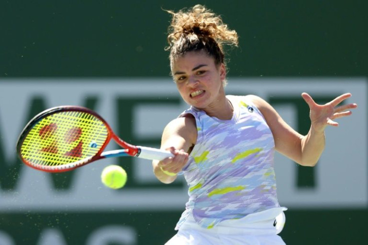She believes: Italian Jasmine Paolini on the way to a second-round upset of world number three Aryna Sabalenka at the BNP Paribas Open at Indian Wells