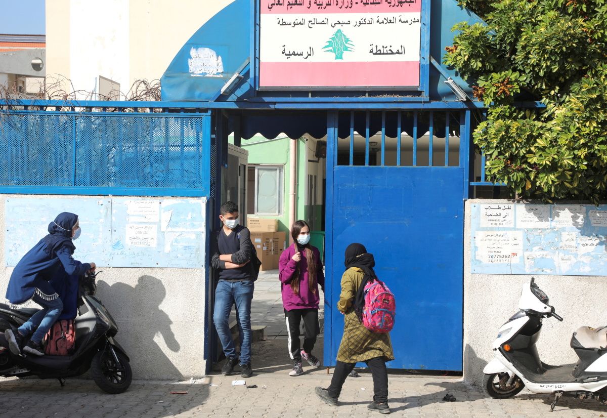 Lebanese Youths Abandon Education As Crisis Bites IBTimes   Students Walk Entrance Public School Beirut Lebanon February 23 2022 Picture Taken February 