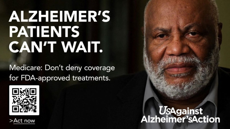 An advertisement aimed at loosening proposed restrictions on new Alzheimer's treatments is seen in this undated handout image. UsAgainstAlzheimer?s Action/Handout via REUTERS