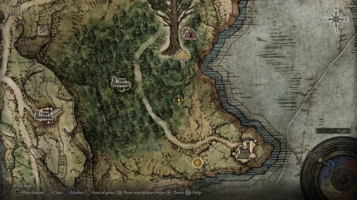 A merchant camp can be found near the road to Fort Haight - Elden Ring