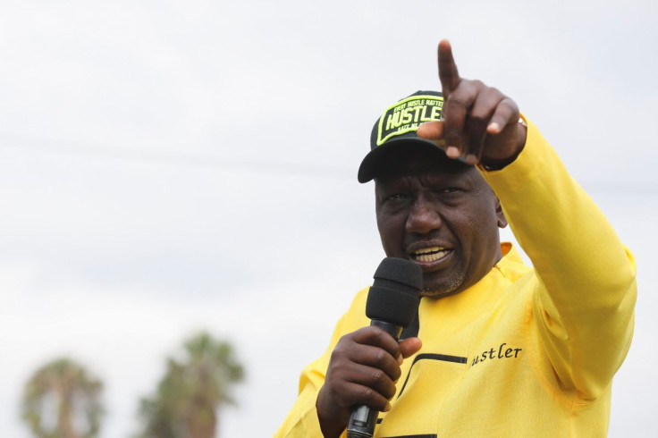 Kenya's Deputy President and presidential candidate under United Democratic Alliance (UDA) party William Ruto addresses a campaign rally ahead of the forthcoming elections in Karen neighbourhood of Nairobi, Kenya January 18, 2022.