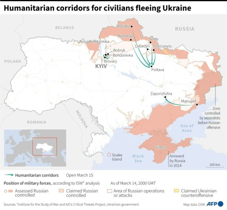 Humanitarian corridors for civilians fleeing Ukraine