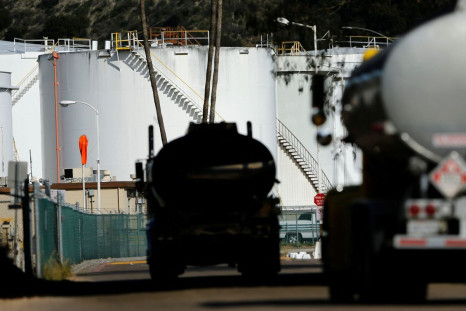 Gasoline trucks arrive to refill their tankers at a gasoline distribution terminal in San Diego, California January 7, 2015 