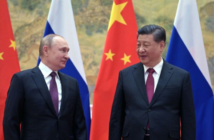 Internet users have depicted Vladimir Putin as begging Chinese President Xi Jinping for help