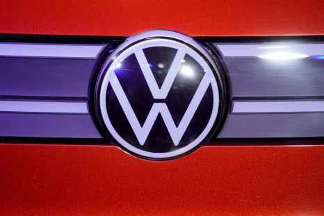 A Volkswagen logo is seen at a construction completion event of SAIC Volkswagen MEB electric vehicle plant in Shanghai, China November 8, 2019. 