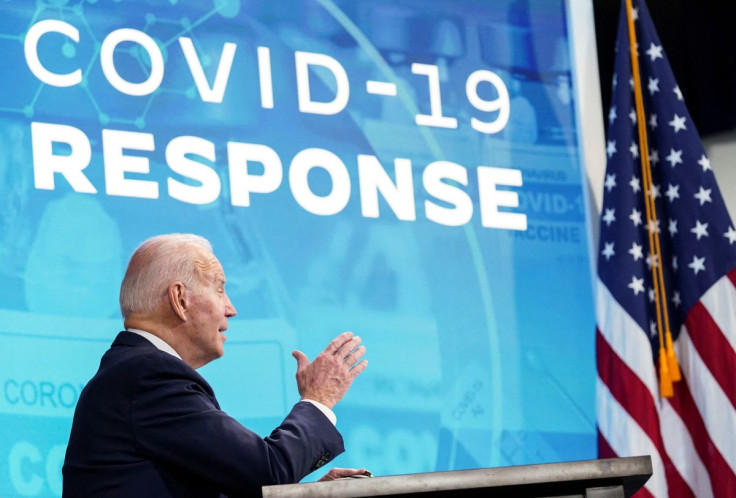 U.S. President Joe Biden delivers remarks on the administration's coronavirus disease (COVID-19) surge response in the South Court Auditorium at the White House in Washington, U.S., January 13, 2022.