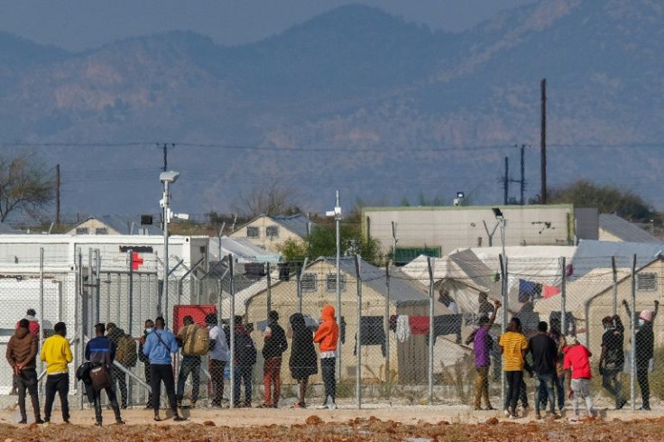 Migrants at the Pournara camp on the outskirts of the Cypriot capital Nicosia