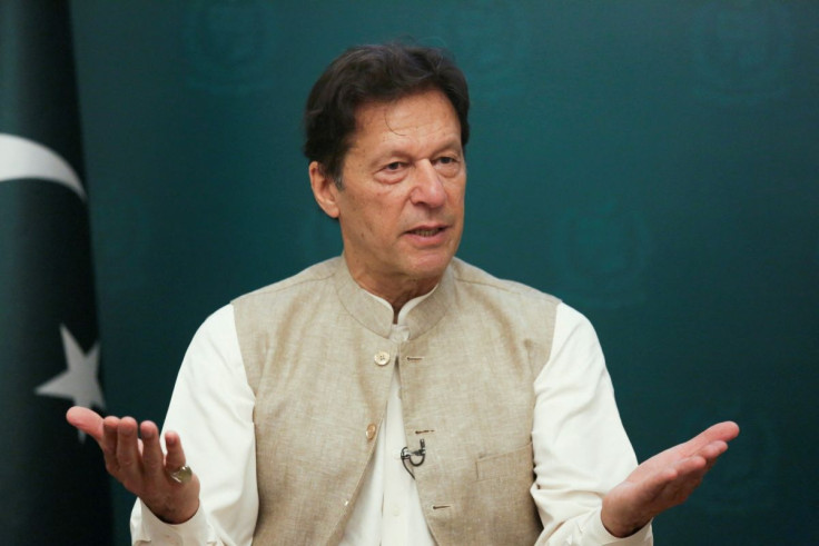 Pakistan's Prime Minister Imran Khan gestures during an interview with Reuters in Islamabad, Pakistan, June 4, 2021. 
