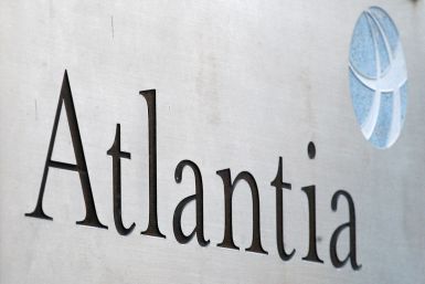 The logo of an infrastructure group Atlantia is seen outside their headquarters, in Rome, Italy October 5, 2020. 