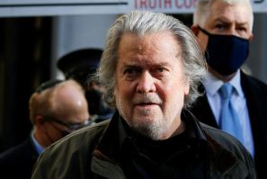 Steve Bannon, talk show host and former White House advisor to former President Donald Trump, leaves an appearance in U.S. District Court after being indicted for refusal to comply with a congressional subpoena over the January 6 attacks on the U.S. Capit