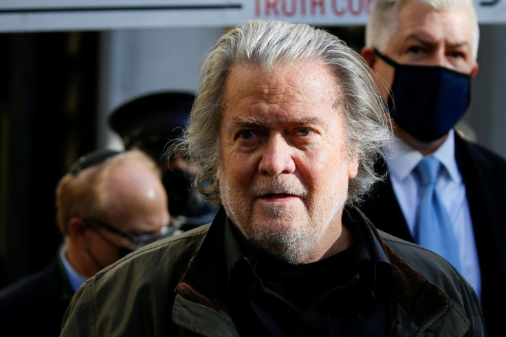 Steve Bannon, talk show host and former White House advisor to former President Donald Trump, leaves an appearance in U.S. District Court after being indicted for refusal to comply with a congressional subpoena over the January 6 attacks on the U.S. Capit