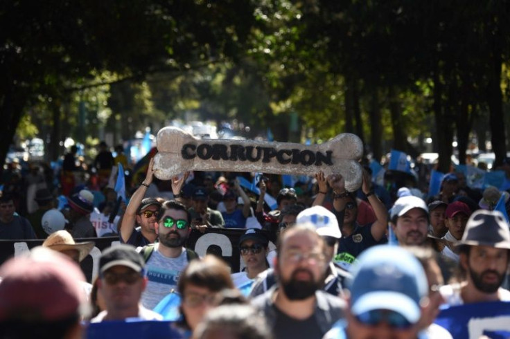 Demonstrators gather in support of the UN-backed International Commission Against Impunity in Guatemala (CICIG) in Guatemala City in January 2019