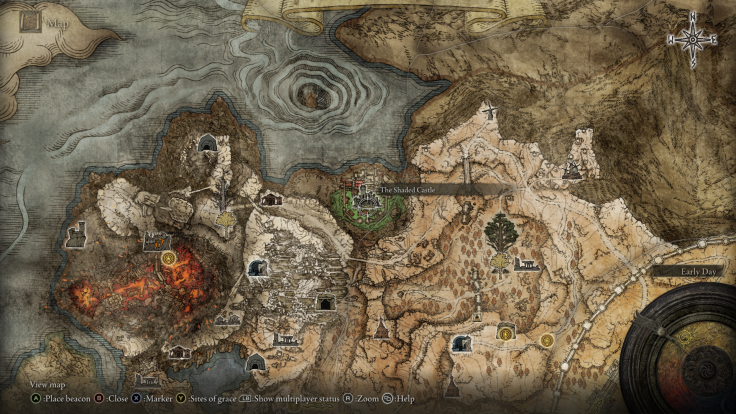 The Shaded Castle's location in Elden Ring's world map