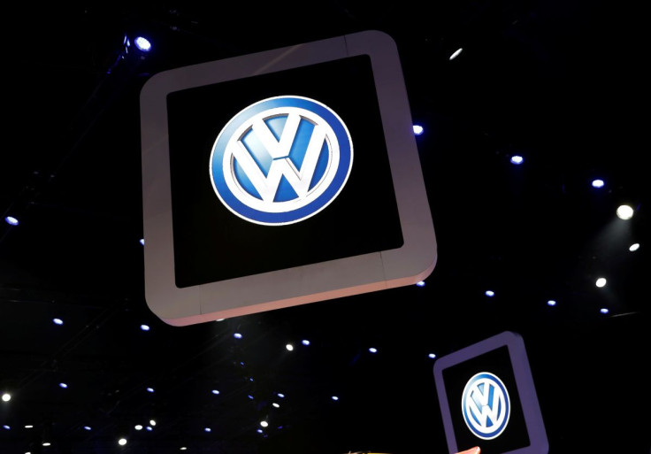 Volkswagen logos are pictured during the media day of the Salao do Automovel International Auto Show in Sao Paulo, Brazil November 6, 2018.