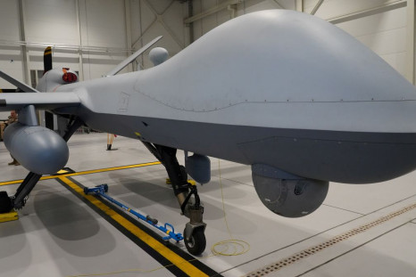 A U.S. Air Force MQ-9 Reaper drone sits in a hanger at Amari Air Base, Estonia, July 1, 2020.  U.S. unmanned aircraft are deployed in Estonia to support NATO's intelligence gathering missions in the Baltics. 