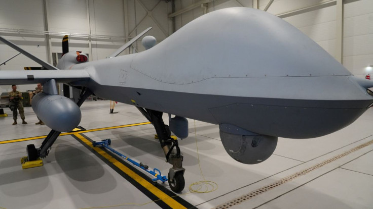 A U.S. Air Force MQ-9 Reaper drone sits in a hanger at Amari Air Base, Estonia, July 1, 2020.  U.S. unmanned aircraft are deployed in Estonia to support NATO's intelligence gathering missions in the Baltics. 