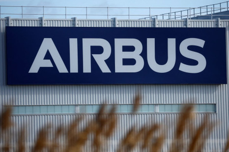 The logo of Airbus is picuted at the Airbus facility in Montoir-de-Bretagne near Saint-Nazaire, France, March 4, 2022. 