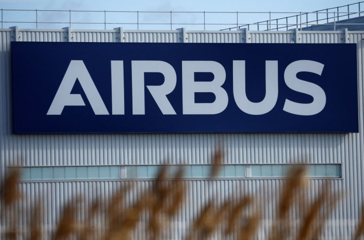 The logo of Airbus is picuted at the Airbus facility in Montoir-de-Bretagne near Saint-Nazaire, France, March 4, 2022. 