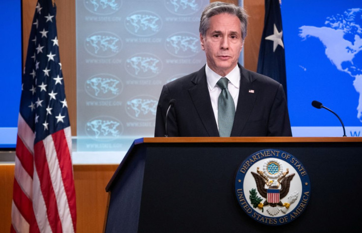 U.S. Secretary of State Antony Blinken attends a news conference about Russia's invasion of Ukraine, at the State Department in Washington, U.S., March 17, 2022. Saul Loeb/Pool via REUTERS