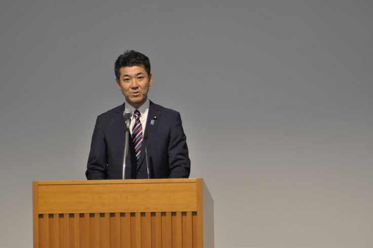 Kenta Izumi, policy chief of the Democratic Party for the People, delivers a speech after Yukio Edano won the leadership race for the major opposition party in Tokyo, Japan September 10, 2020. David Mareuil/Pool via REUTERS 