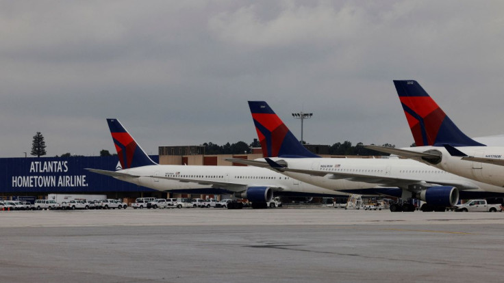 Delta Air Lines planes are parked at their gates at Hartsfield Jackson International Airport in Atlanta, Georgia, U.S., October 27, 2020.