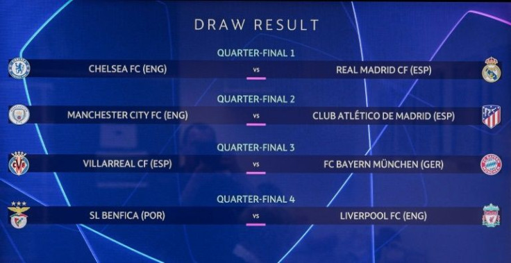 The full draw for the quarter-finals