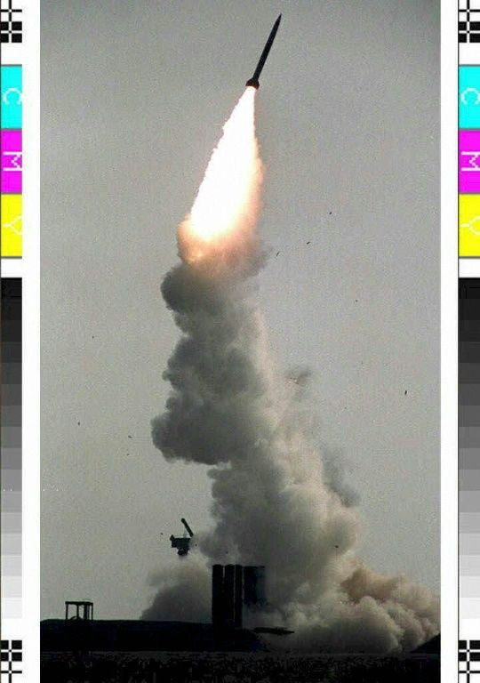 A Russian S300 anti-aircaft missile taking off from its launch pad in during training in 1992