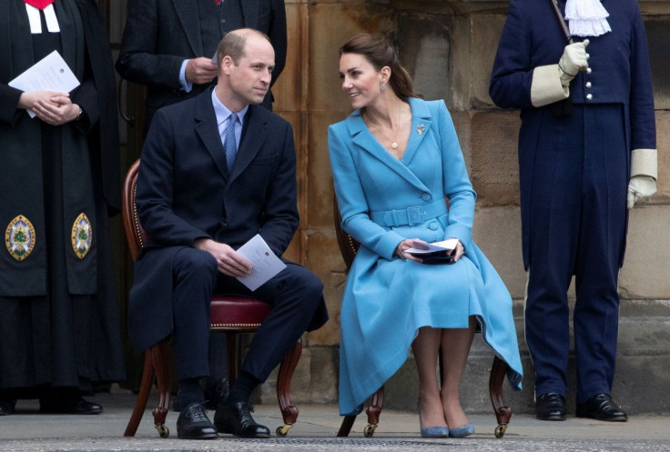 Britain's Prince William and Catherine, Duchess of Cambridge attend a Beating of the Retreat at Holyroodhouse Palace in Edinburgh, Scotland, Britain May 27, 2021. Jane Barlow/PA Wire/Pool via REUTERS