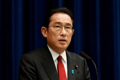 Japan's Prime Minister Fumio Kishida speaks during a news conference at the prime minister's official residence on February 25, 2022, Tokyo, Japan.   Rodrigo Reyes Marin/Pool via 