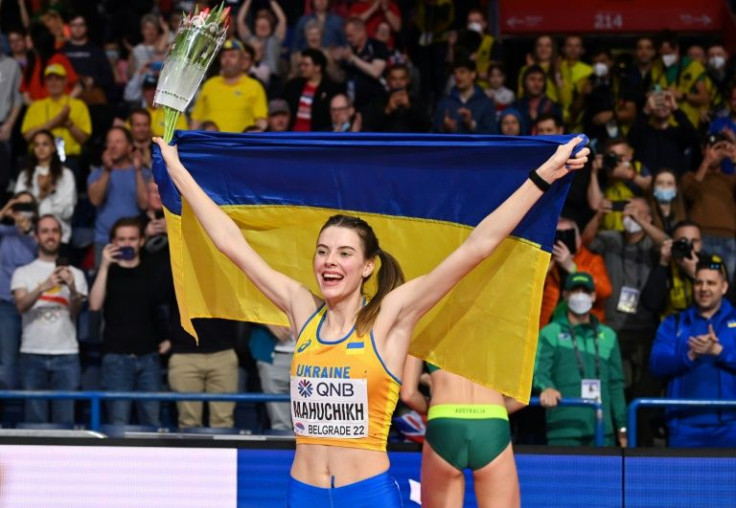 Yaroslava Mahuchikh of Ukraine won women's high jump gold at the World Indoor Championships