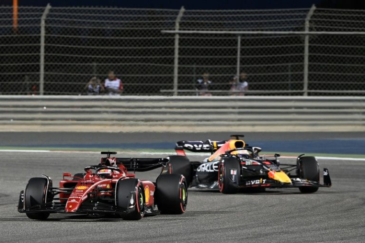 Charles Leclerc in his Ferrari and Max Verstappen swapped the lead several times in a furious start to the race