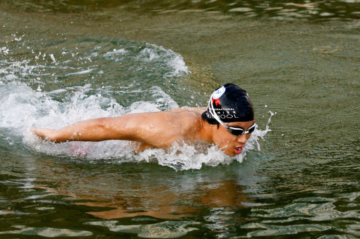 Competitive swimmer Jody Lee, 15, practices at Repulse Bay, in Hong Kong, China, March 11, 2022. Picture taken March 11, 2022.