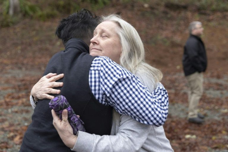 Cindy Armstrong, whose son Andrew Armstrong died of cancer at 36 in 2021 and chose to have his remains composted, is pictured during a scheduled visit of "The Woodland" where loved ones can spread composted remains in Kent, Washington March 14, 2022
