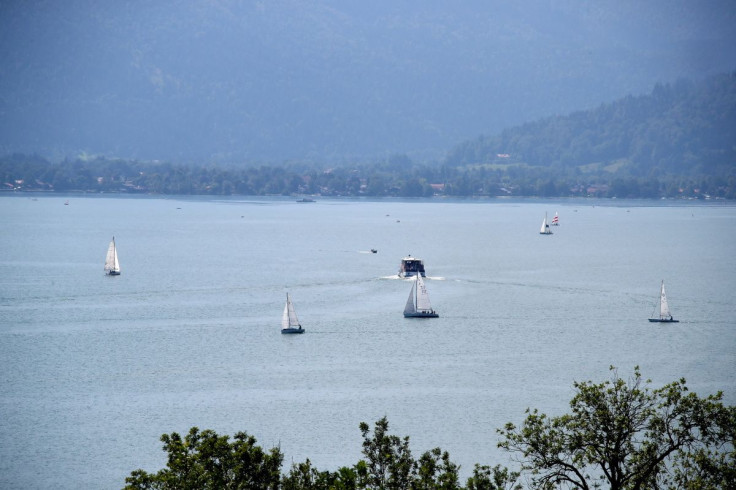 Boats cruise on lake Tegernsee during a hot, sunny day in Germany, July 31, 2020. 