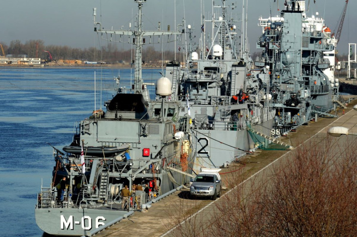 NATO warships are moored, during Baltic MCM Squadex 22 exercise, in Riga port, Latvia March 16, 2022. Picture taken March 16, 2022.