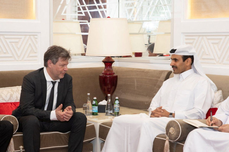 Saad Sharida al-Kaabi, Energy Minister of Qatar meets with German Economy Minister Robert Habeck, in Doha, Qatar March 20, 2022. Qatar News Agency/Handout via REUTERS