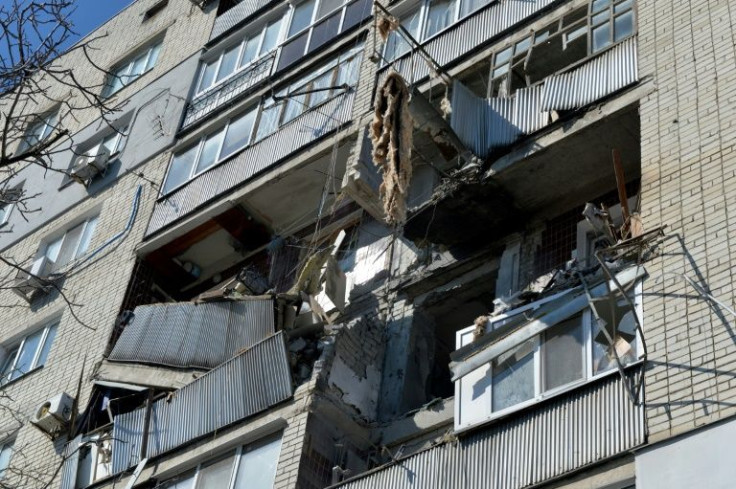 Some of the destruction from Russian shelling on the northern outskirts of Kharkiv on Monday