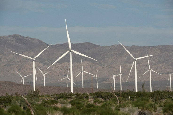 Power-generating Siemens 2.37 megawatt (MW) wind turbines are seen at the Ocotillo Wind Energy Facility as the spread of the coronavirus disease (COVID-19) continues in this aerial photo taken over Ocotillo, California, U.S., May 29, 2020.  