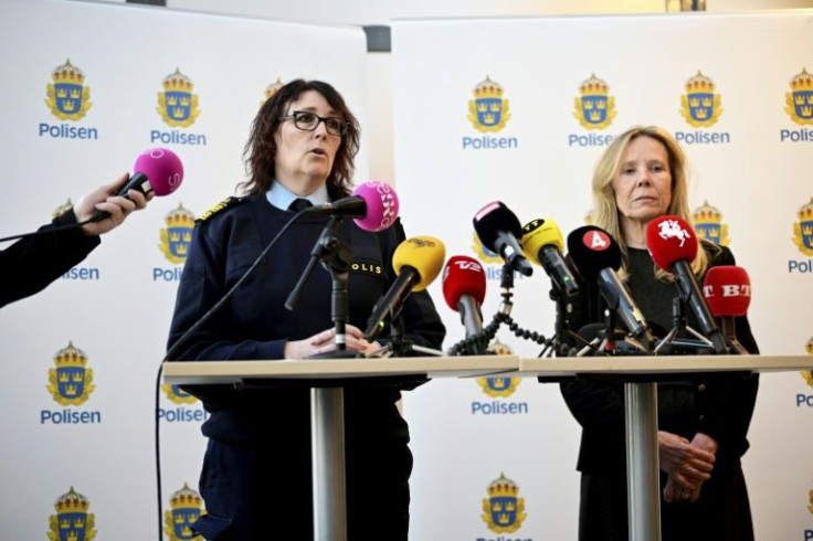 Chief of Malmo Police Petra Stenkula (2nd L) and Director of High School and Adult Education Annelie Schwartz told a press conference the women killed were teachers