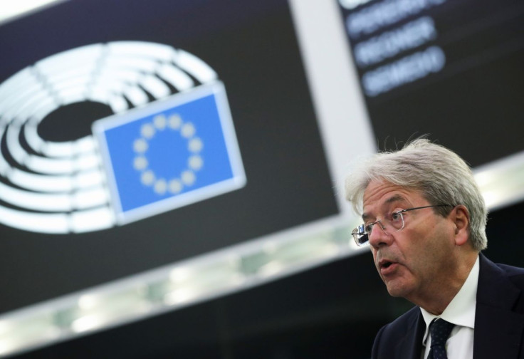 European Economy Commissioner Paolo Gentiloni addresses the European Parliament plenary session in Strasbourg, France September 15, 2021. 