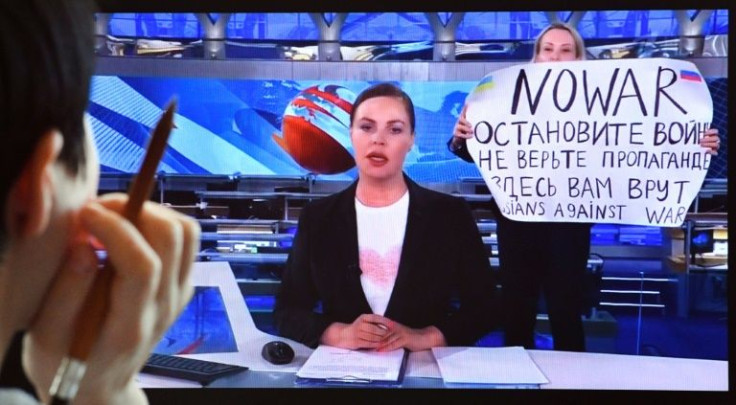 Marina Ovsyannikova was fined for interrupting the TV news programme with her protest