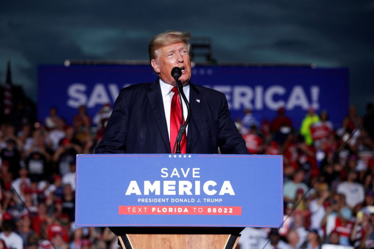 Former President Donald Trump speaks to his supporters during the Save America Rally at the Sarasota Fairgrounds in Sarasota, Florida, U.S. July 3, 2021. 
