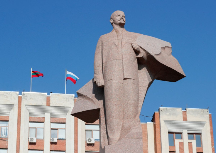 A statue of communist leader Lenin is seen in front of the parliament building in Tiraspol, in Moldova's self-proclaimed separatist Transdniestria, November 3, 2021.