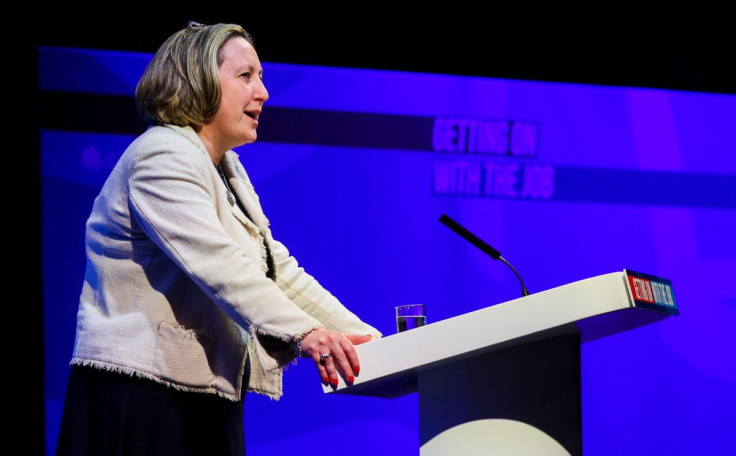 British International Trade Secretary Anne-Marie Trevelyan speaks at the Conservative Party Spring Conference in Blackpool, Britain March 18, 2022. 