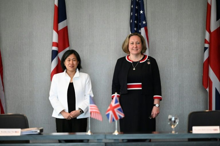 US Trade Representative Katherine Tai (left) and British International Trade Secretary Anne-Marie Trevelyan (right) held their second day of talks in Baltimore, Maryland on March 22, 2022
