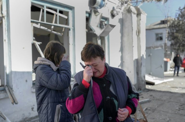 Nurses burst into tears as they arrive at the hospital after the Russian shelling